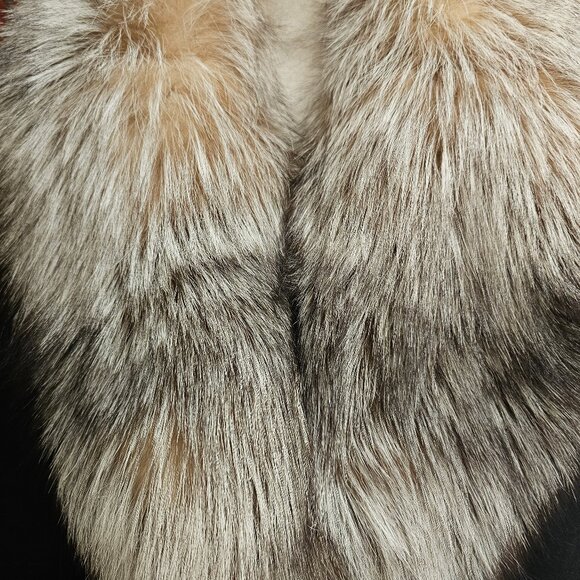 1 Madison Womens Coat XXL Black Fox Fur Retro Glam Old Money Quiet Luxury - Picture 5 of 15